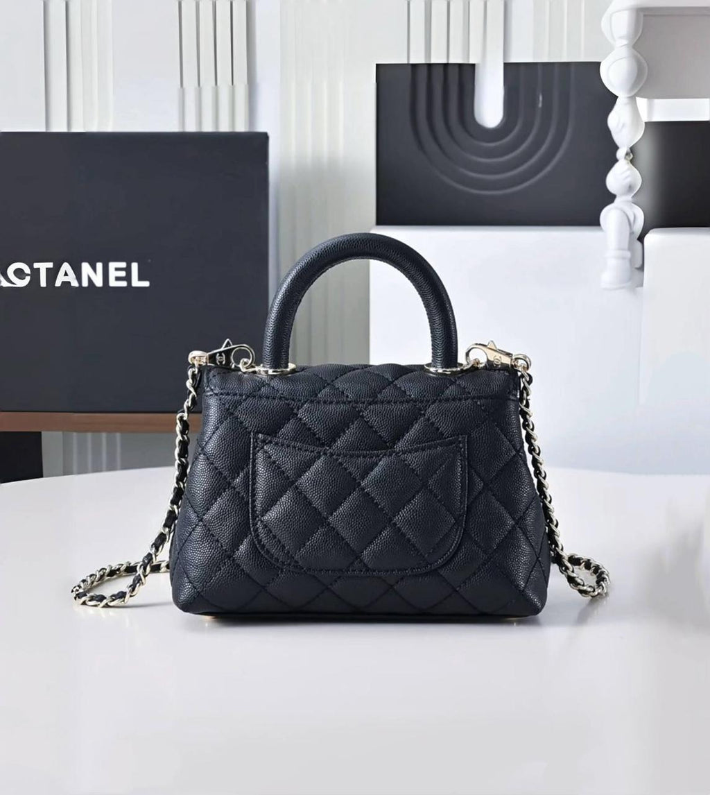 Chanel mini Coco Handle Bag (Black with Silver Hardware)