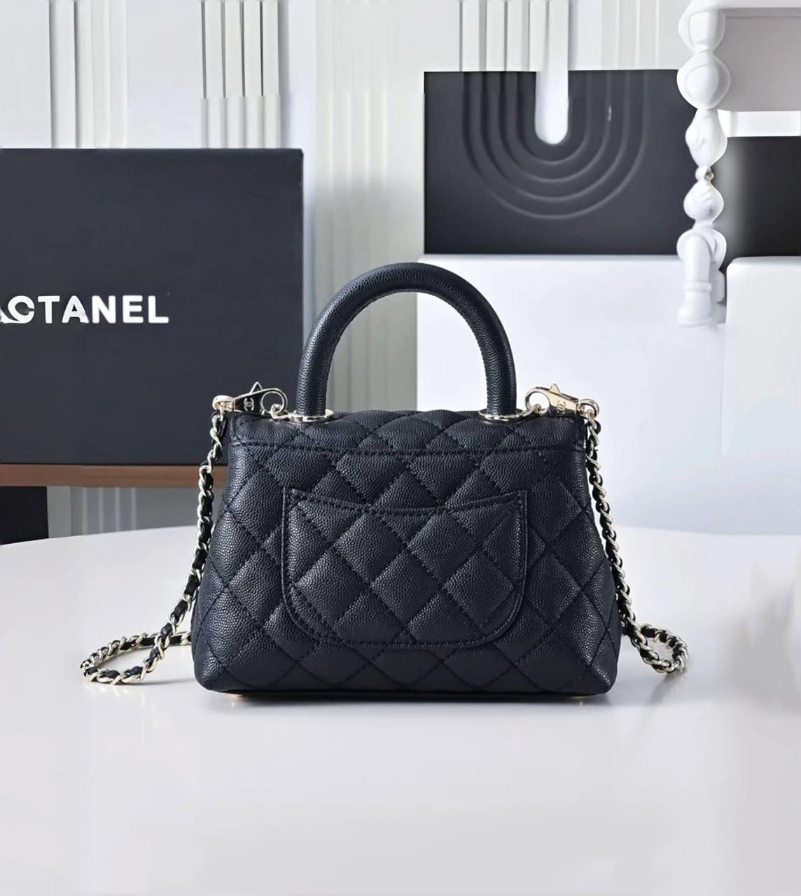 Chanel mini Coco Handle Bag (Black with Silver Hardware)