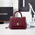 Chanel Small Coco Handle Bag (Burgundy with Gold Hardware)