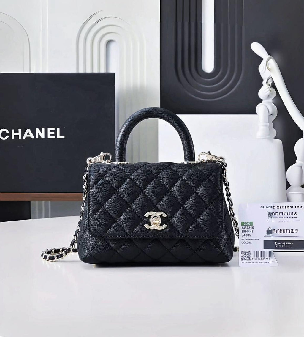 Chanel mini Coco Handle Bag (Black with Silver Hardware)