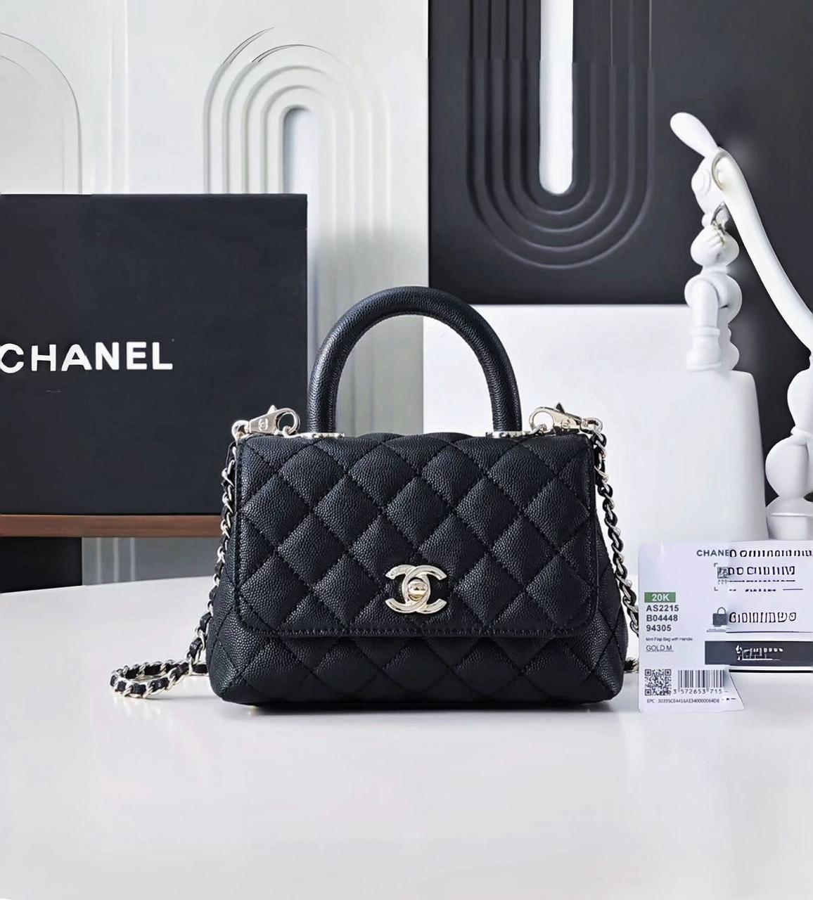 Chanel mini Coco Handle Bag (Black with Silver Hardware)