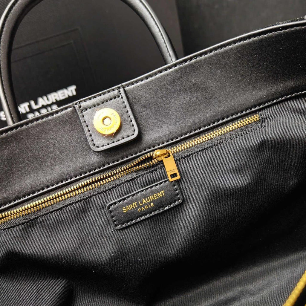 Saint Laurent Toy Cabas YSL Leather Tote Bag (Black)