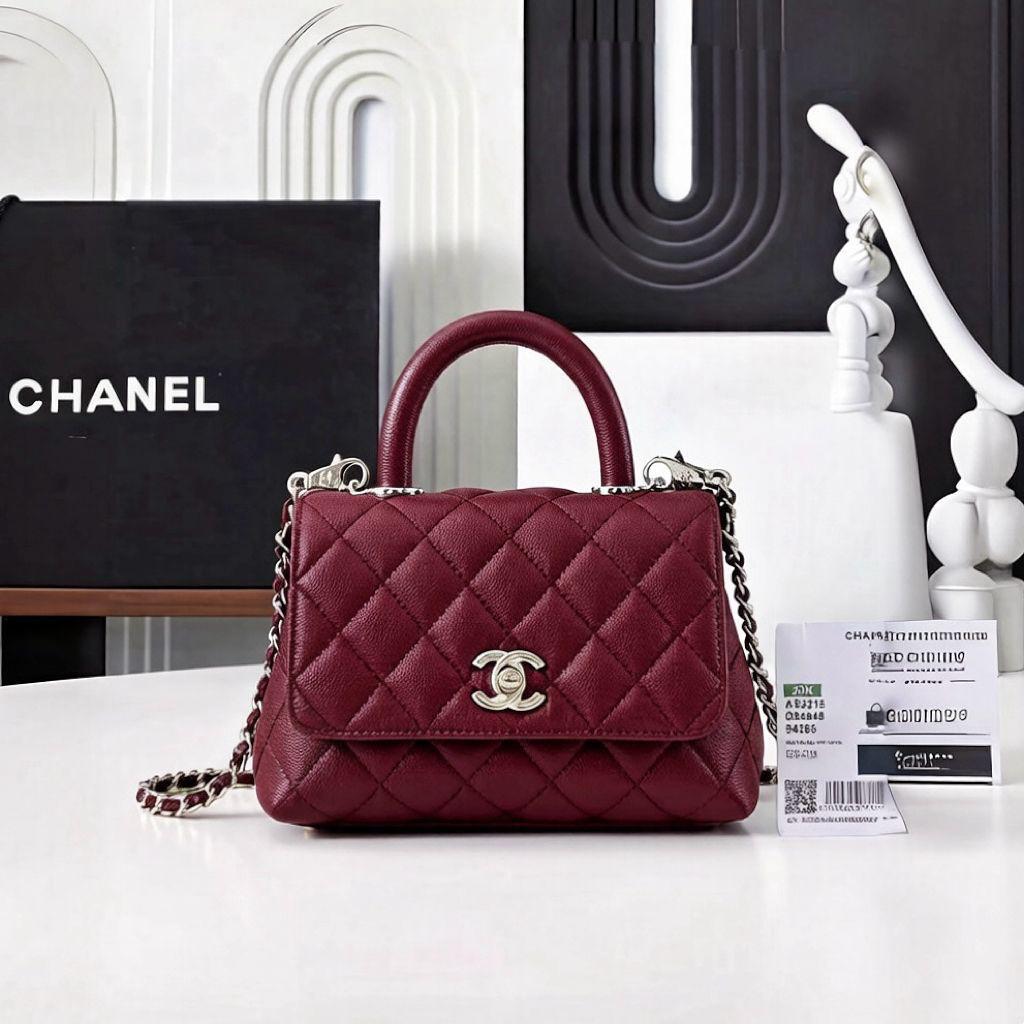Chanel Mini Coco Handle Bag (Burgundy)
