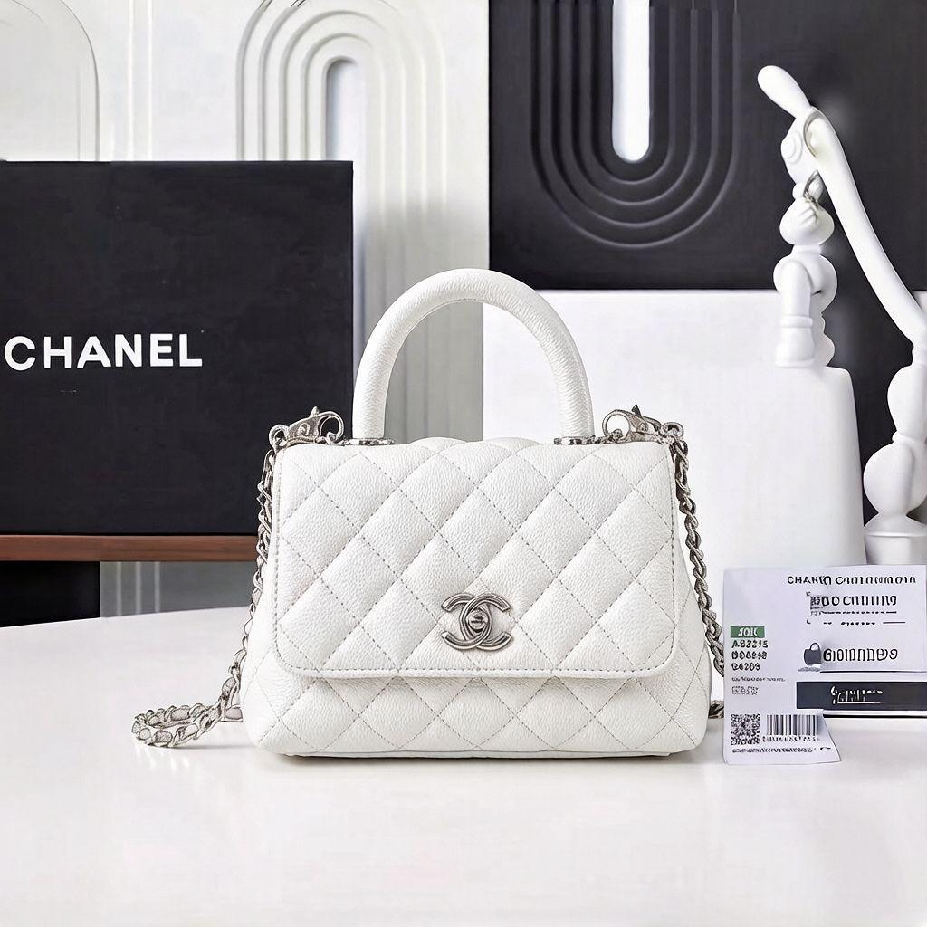 Chanel Mini Coco Handle Bag (White)
