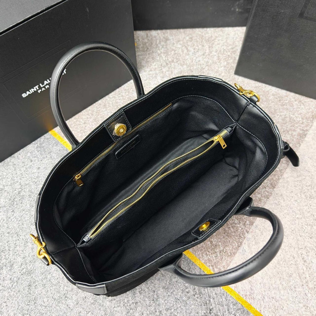 Saint Laurent Toy Cabas YSL Leather Tote Bag (Black)
