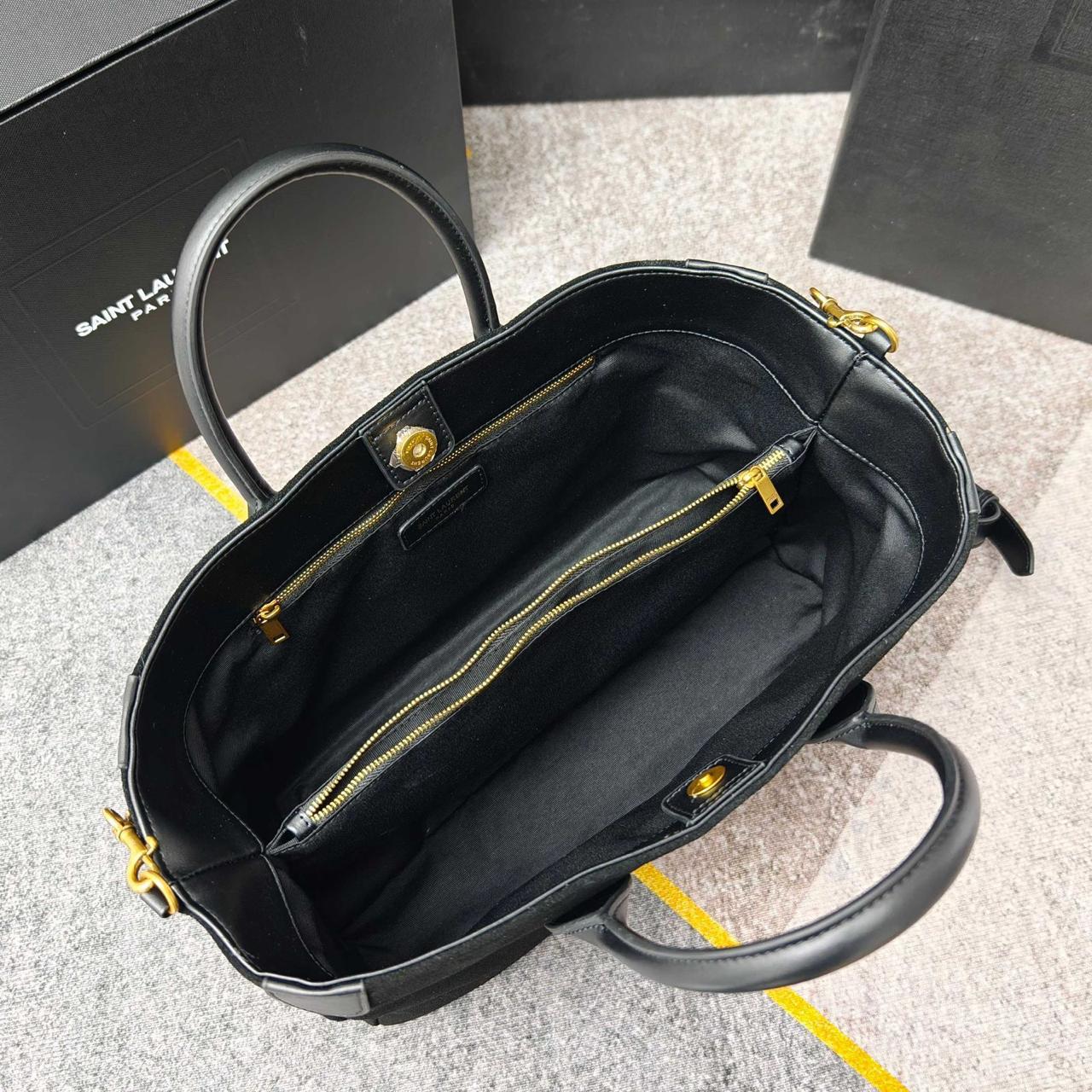Saint Laurent Toy Cabas YSL Leather Tote Bag (Black)