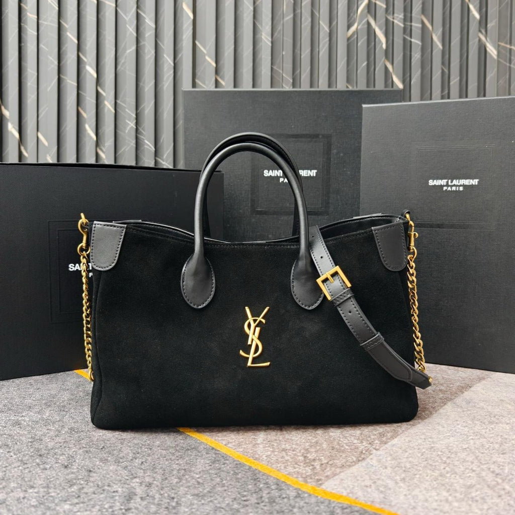 Saint Laurent Toy Cabas YSL Suede Tote Bag (Black)