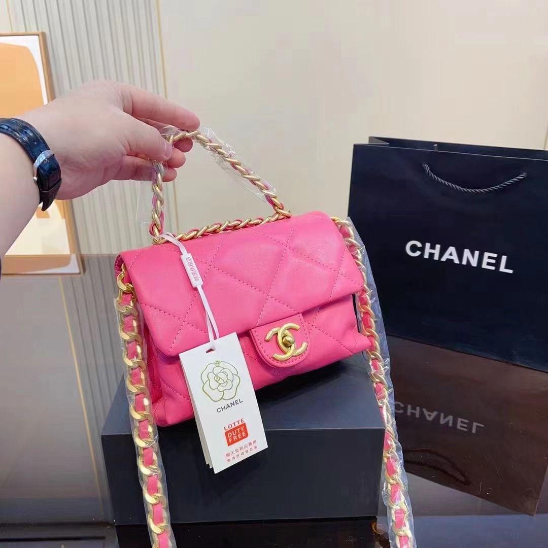 Chanel Mini Flap Bag with Top Handle (Pink)