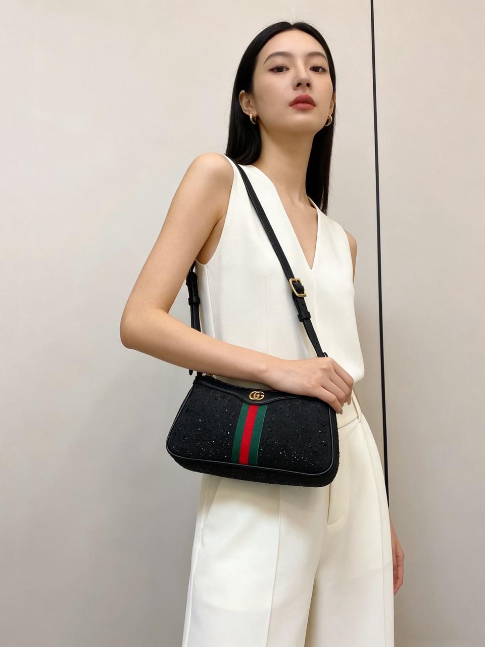 Gucci Ophidia Small Handbag with Crystals (Black)