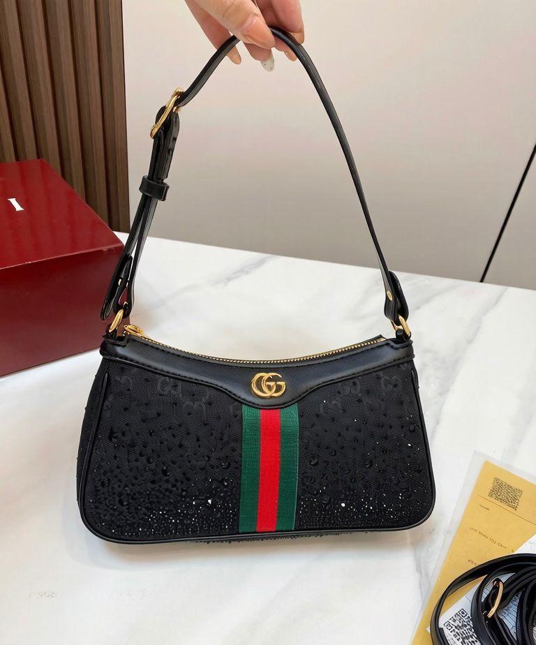 Gucci Ophidia Small Handbag with Crystals (Black)