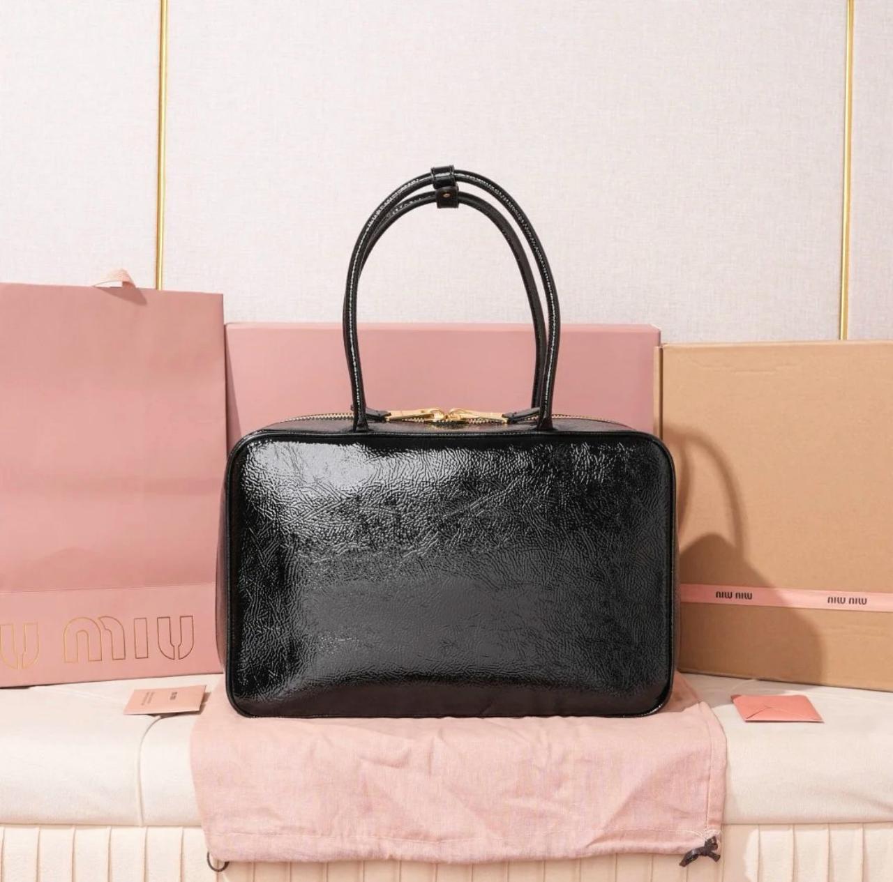 Miu Miu Beau Patent Leather Bag (Black)