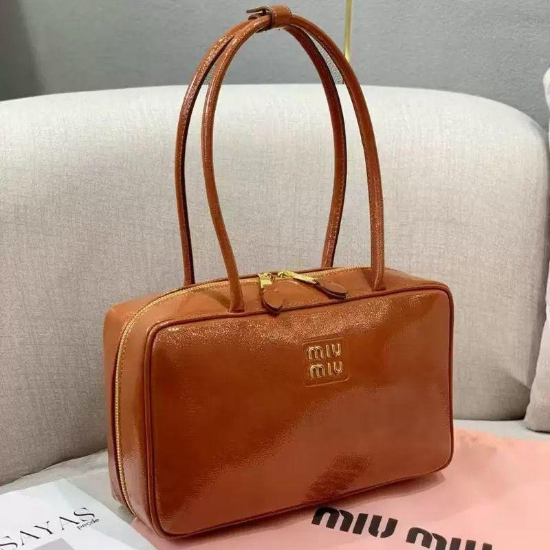 Miu Miu Beau Patent Leather Bag (Cognac / Caramel)