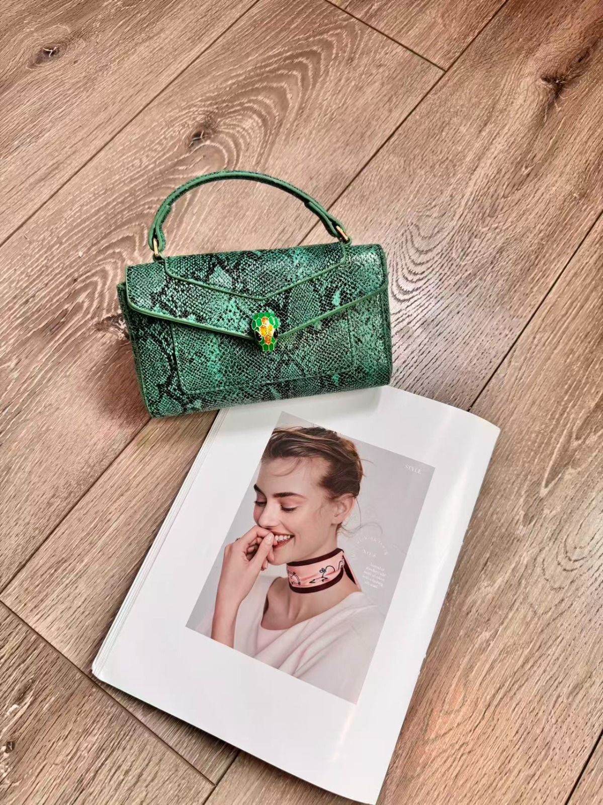 Bulgari Serpenti Forever Top Handle Bag (Emerald Green Python)
