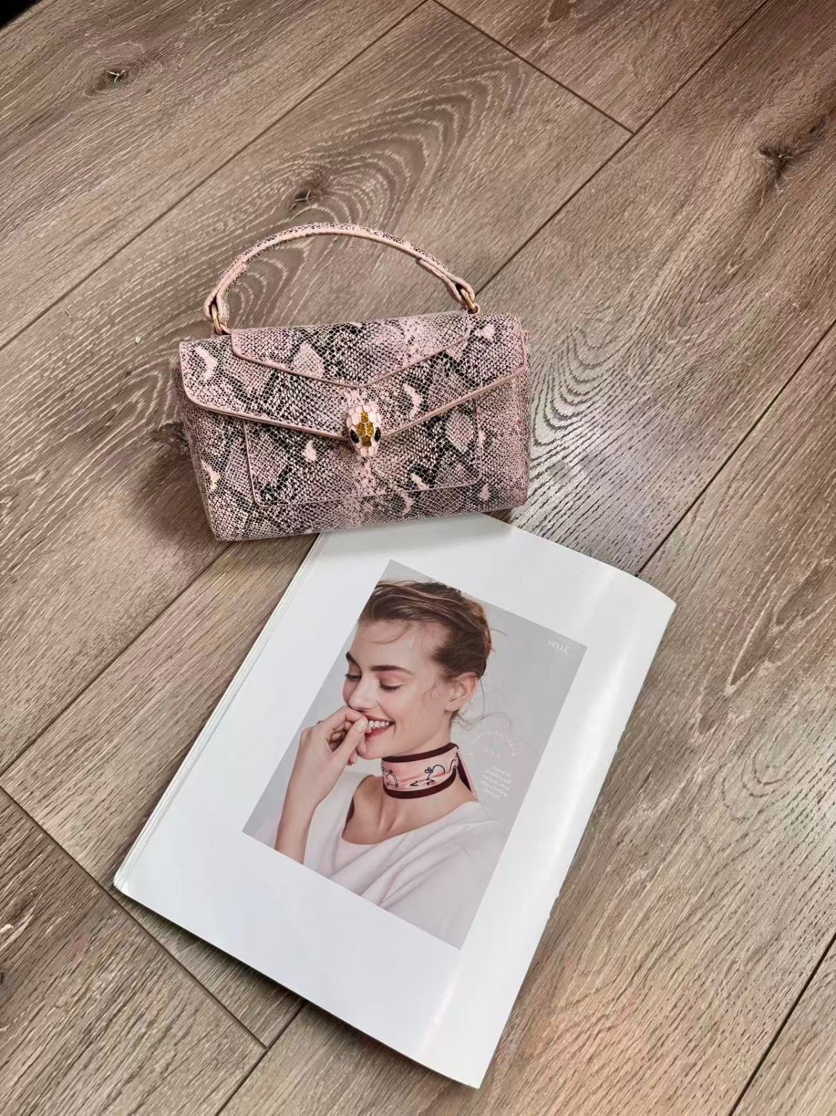 Bulgari Serpenti Forever Top Handle Bag (Pink Python)