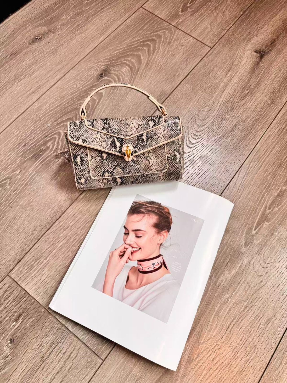 Bulgari Serpenti Forever Top Handle Bag (Natural Python)