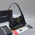 Saint Laurent Le 5 à 7 Hobo Bag (Black Crocodile-Embossed Leather)