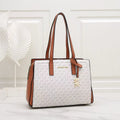 Michael Kors Marilyn Medium Logo Tote (Vanilla/Acorn)