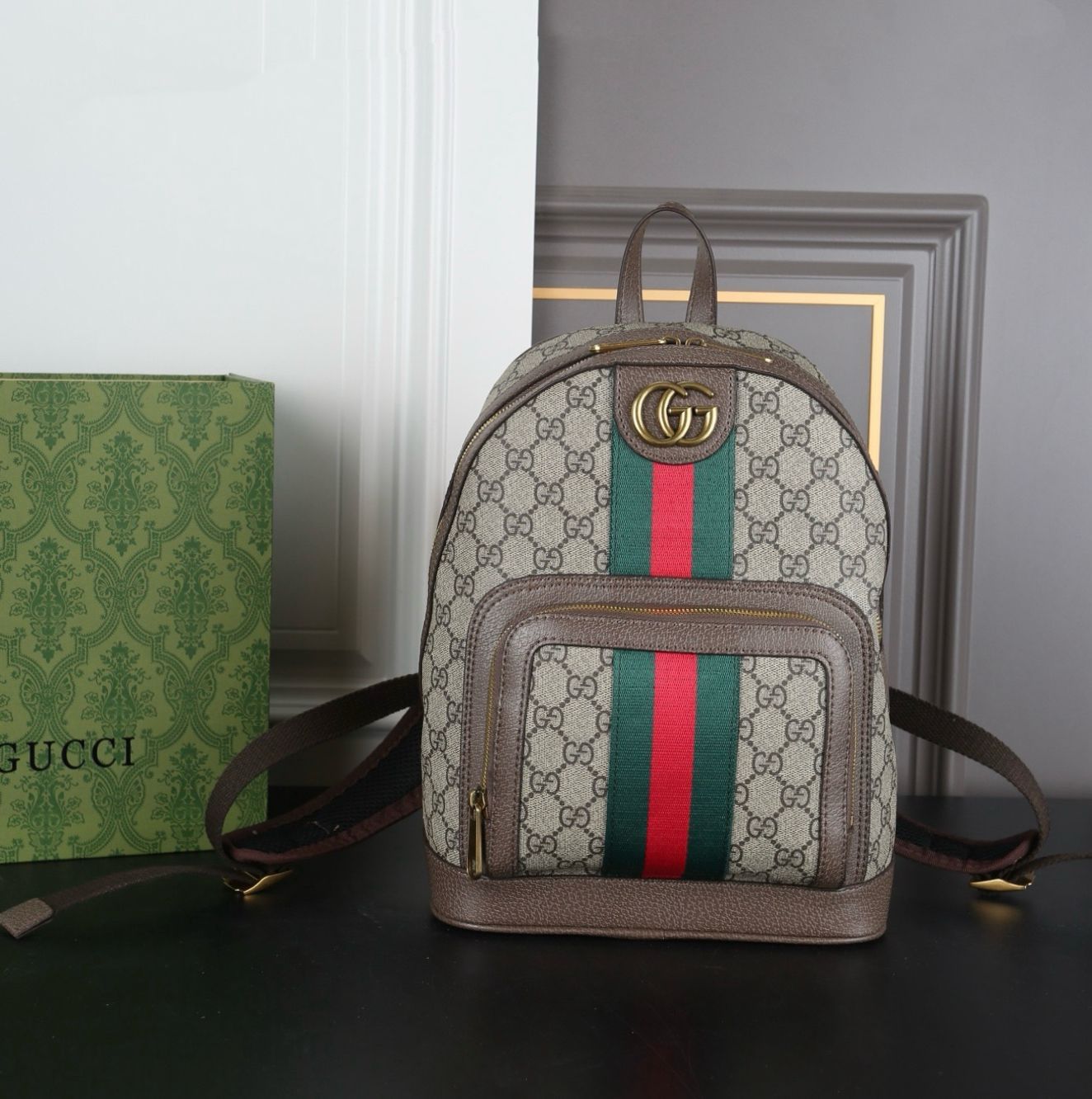 Gucci Ophidia Small Backpack (Beige/Ebony GG Supreme)