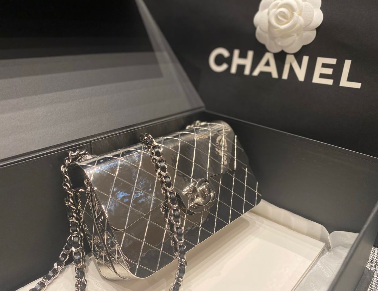 Chanel Limited Edition Quilted Plexiglass Flap Bag (Silver)