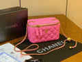 Chanel Vanity Case with Adjustable Gold Ball Chain (Pink)