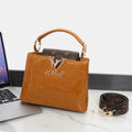 Louis Vuitton Capucines BB (Camel Vernis Monogram / Monogram Canvas Flap)