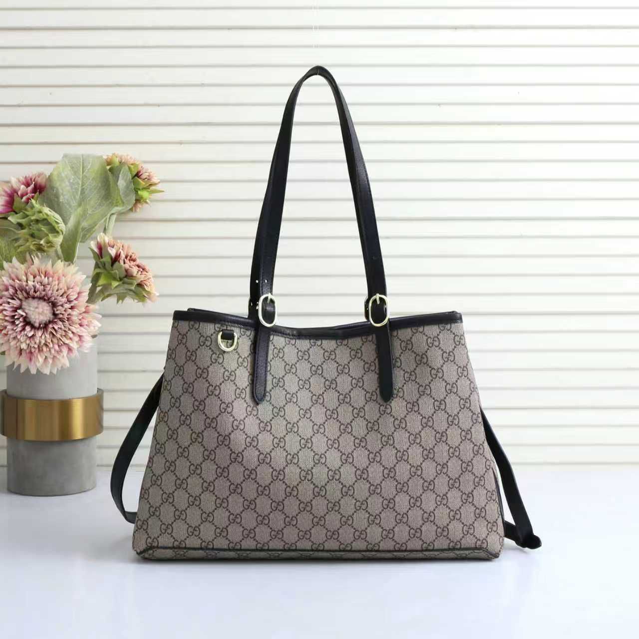Gucci Ophidia Small Tote Bag (Beige/Ebony GG Supreme with Black Trim)