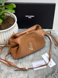 Saint Laurent June Box Bag in Quilted Lambskin (Tan/Caramel)