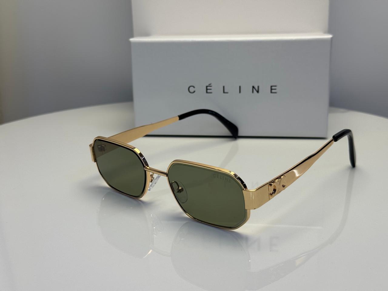 Celine Triomphe Metal 01 Sunglasses in Gold/Green