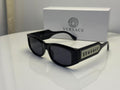 Versace Gothic Logo Rectangular Sunglasses in Polished Black