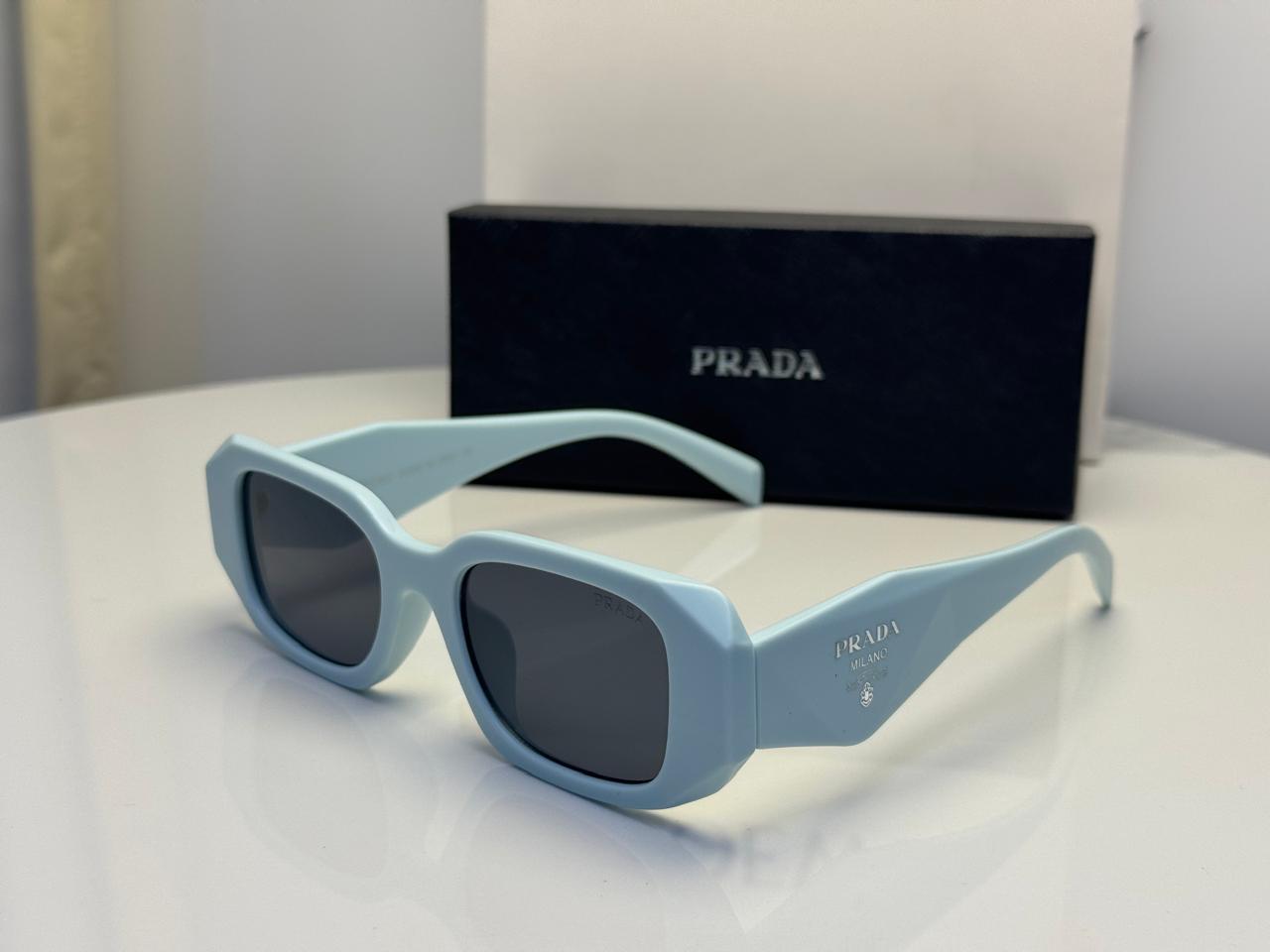 Prada Symbole Rectangular Sunglasses in Pastel Blue