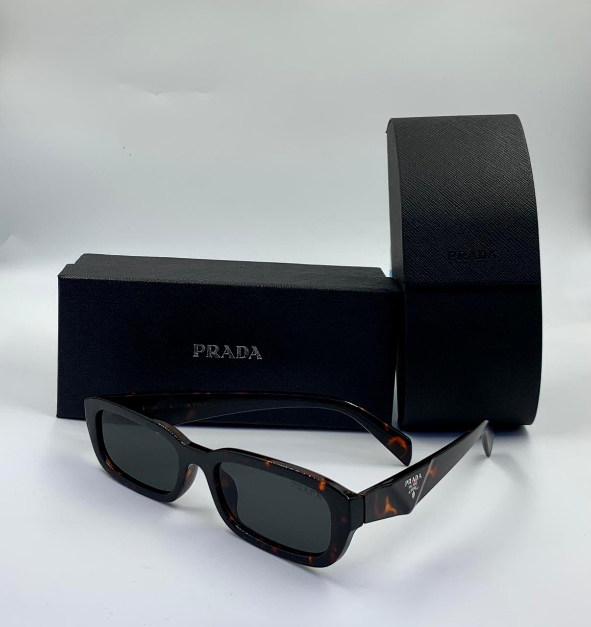 Prada Symbole Rectangular Sunglasses in Tortoise