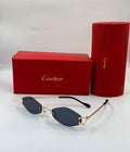 Cartier C Décor Rimless Geometric Sunglasses (Gold/Black)