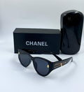 Chanel Zipper Detail Cat-Eye Sunglasses in Black