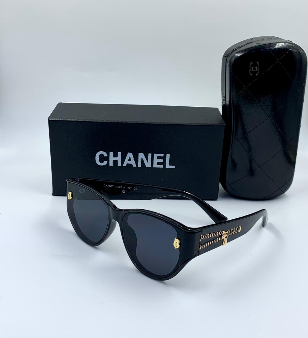 Chanel Zipper Detail Cat-Eye Sunglasses in Black