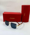 Cartier Panthère de Cartier Rimless Sunglasses (Gold/Wood/Black)