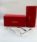 Cartier C Décor Rimless Geometric Optical Glasses (Silver/Clear)