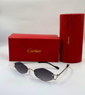 Cartier C Décor Rimless Geometric Sunglasses (Silver/Grey Gradient)