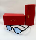 Cartier Piccadilly Oval Sunglasses (Black/Blue)
