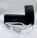Prada Symbole Rectangular Sunglasses in White