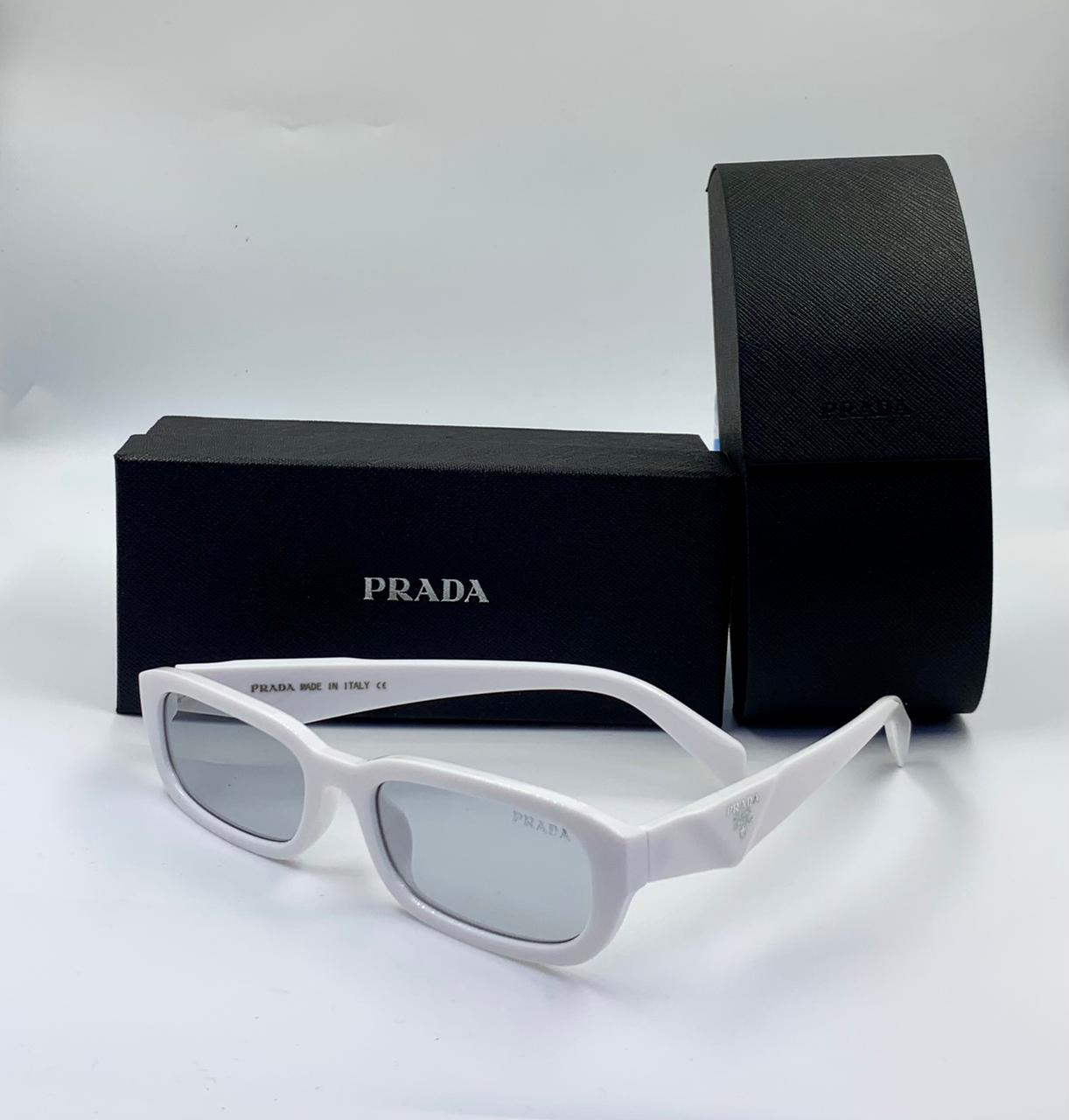 Prada Symbole Rectangular Sunglasses in White