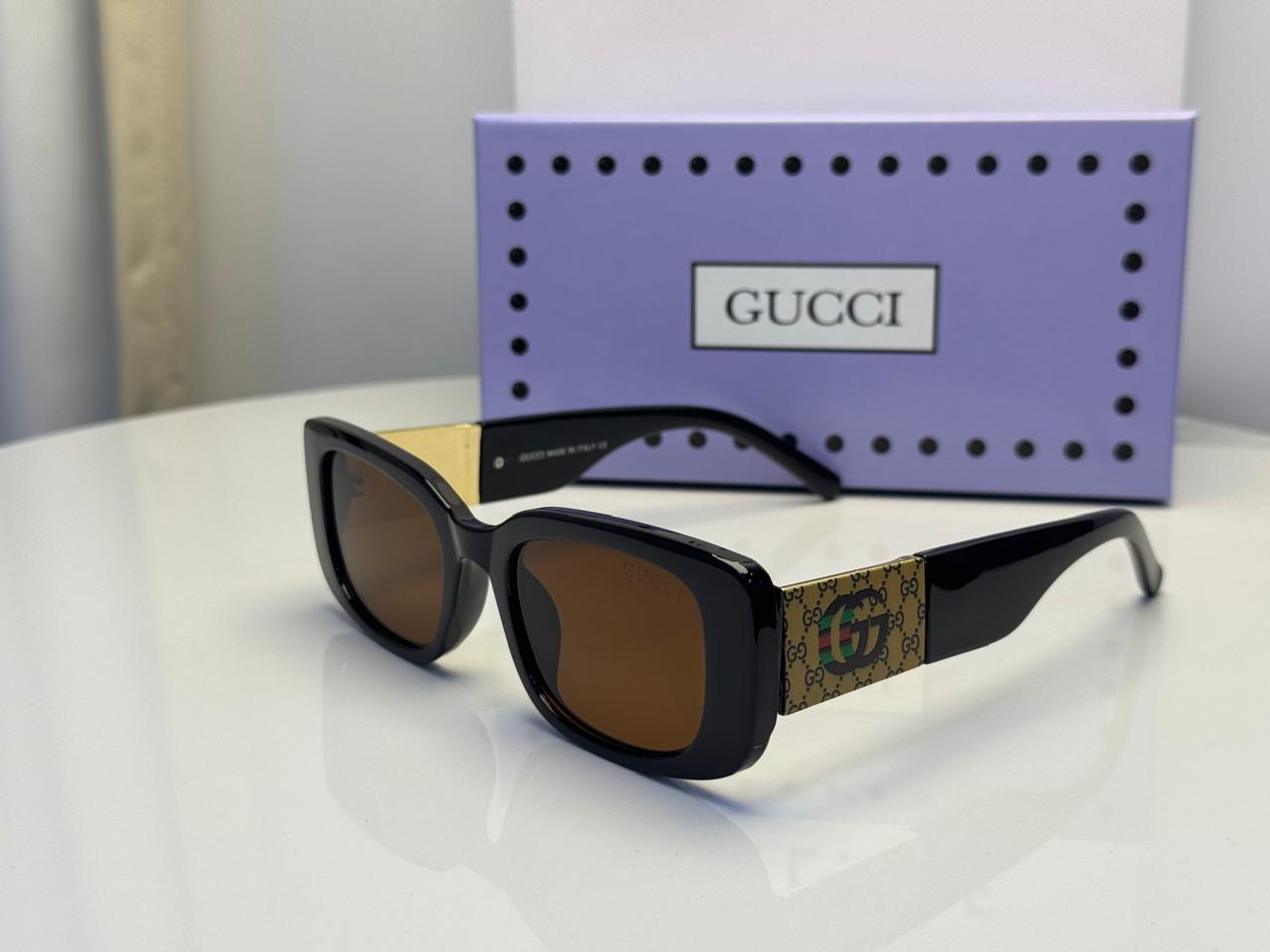 Gucci GG Supreme Monogram Square Sunglasses with Brown Lenses