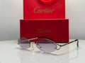 Cartier C Décor Rimless Geometric Sunglasses (Silver/Purple Gradient)