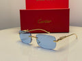 Cartier Panthère de Cartier Rectangular Sunglasses (Gold/Light Blue)