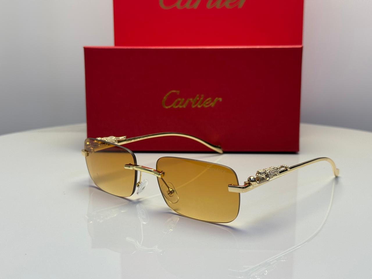 Cartier Panthère de Cartier Rectangular Sunglasses (Gold/Orange Gradient)
