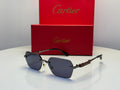 Cartier C Décor Octagonal Sunglasses (Black Metal/Dark Grey)