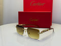 Cartier Panthère de Cartier Rimless Wood Sunglasses (Gold/Brown Gradient)