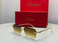 Cartier Panthère de Cartier Rimless Sunglasses (Gold/Brown Gradient)