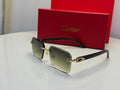 Cartier Panthère de Cartier Rimless Sunglasses (Gold/Green Gradient/Dark Wood)