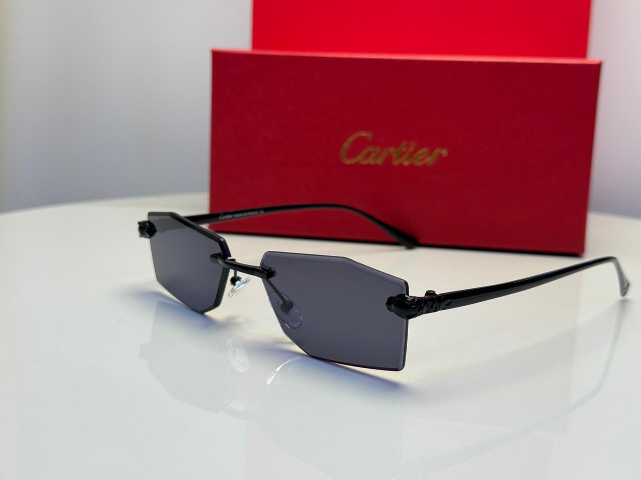 Cartier Panthère de Cartier Rimless Sunglasses (Black/Grey Gradient)