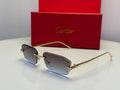 Cartier Panthère de Cartier Rimless Sunglasses (Gold/Grey-Blue Gradient)